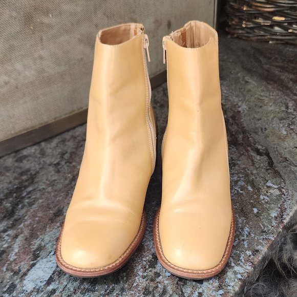 Yellow Leather Ankle Boots - Picture 6 of 14